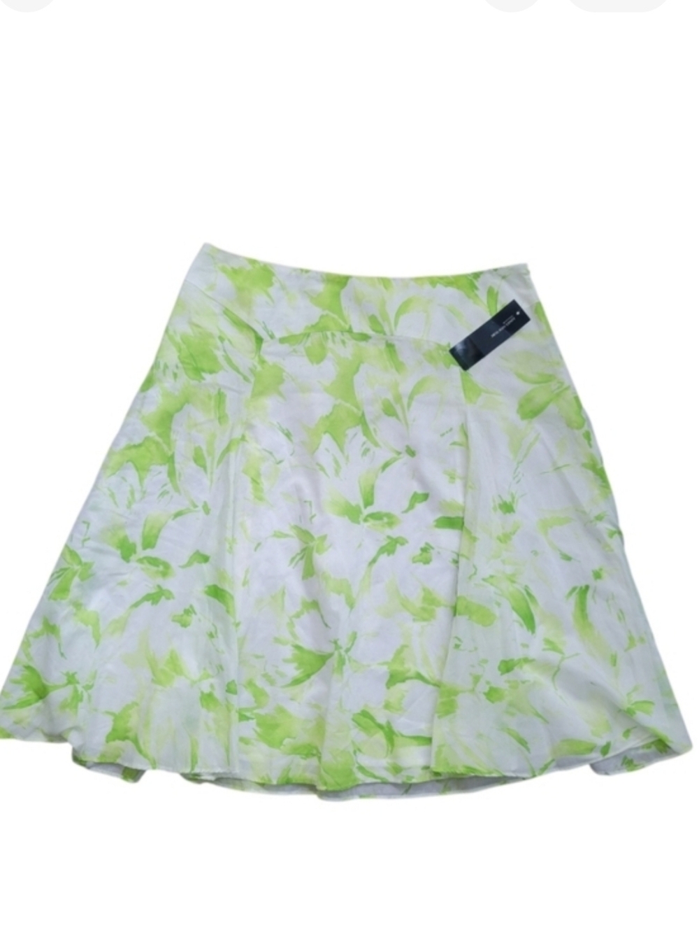 NWT Jones New York Signature A Line Skirt Cotton Wainscot Mist Green & White 16